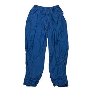 Nike Pants Mens Large Blue Track Athletic Warm Up Lined Nylon Ankle Zip Swoosh